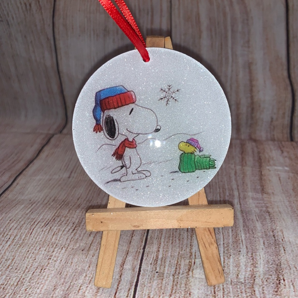 Snoopy and Woodstock Acrylic Christmas Ornament